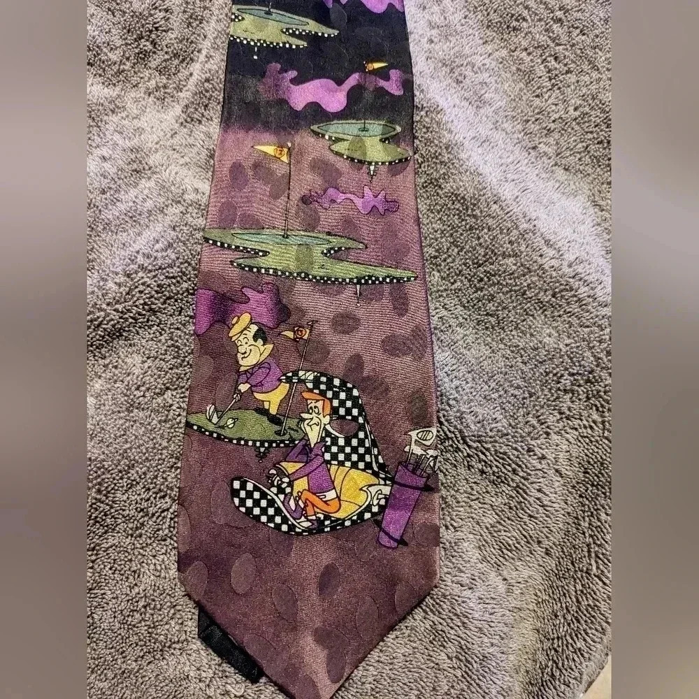 Vintage Jetsons Golf Cartoon‎ Network    Men's Tie  - 56" Purple